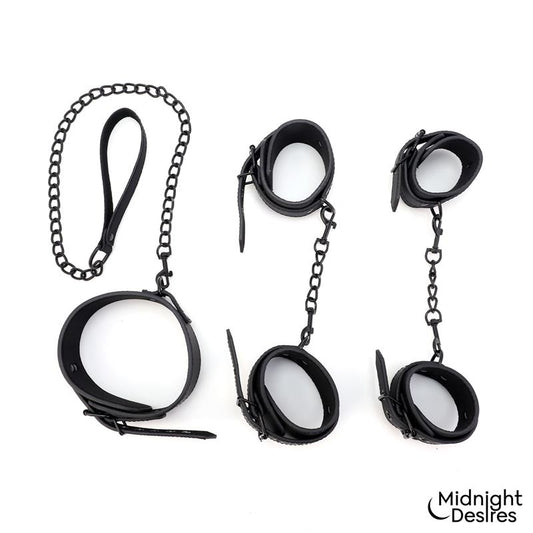 Set de Restricciones con Esposas y Collar con Correa