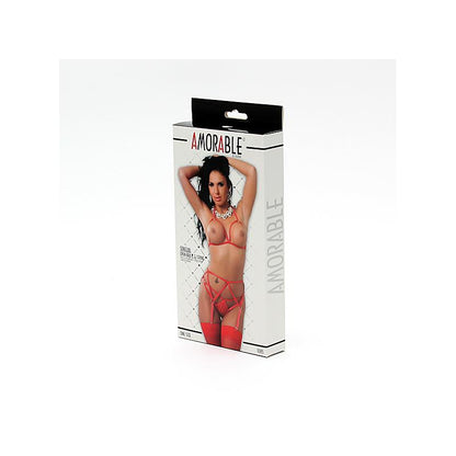 Set de 5 Piezas Sujetador Abierto Rojo Talla Unica