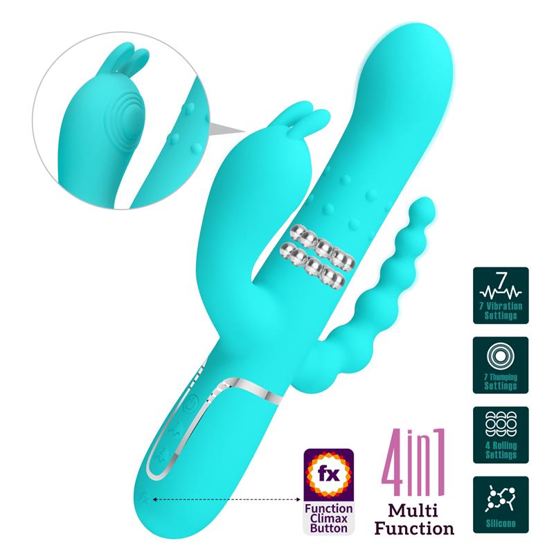 Cammy Vibrador con Bolas Rotadoras y Cadena Anal