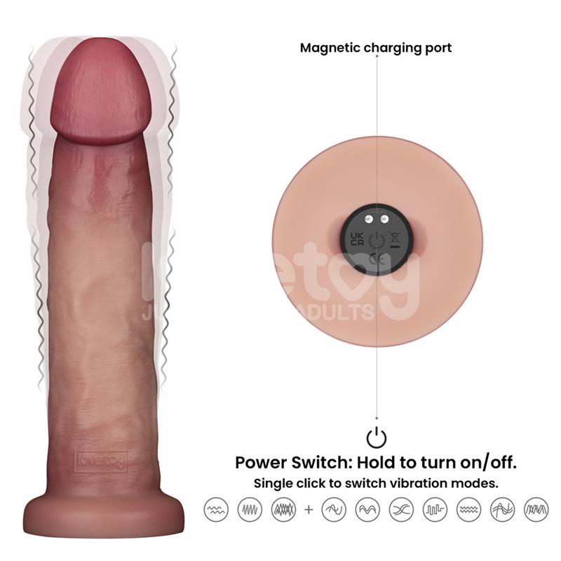 Dildo con Vibracion Piel Deslizante Silicona Dual Layer 9