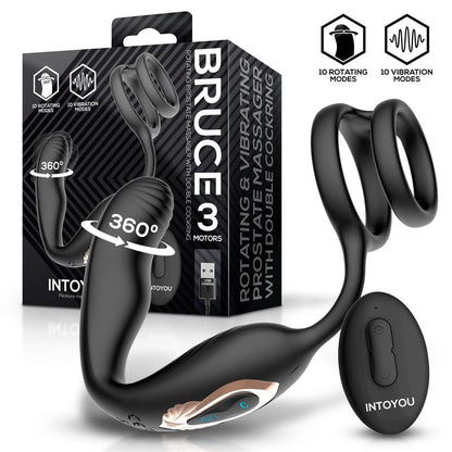 Bruce Masajeador Prostatico 360º y Doble Anillo con Vibracion