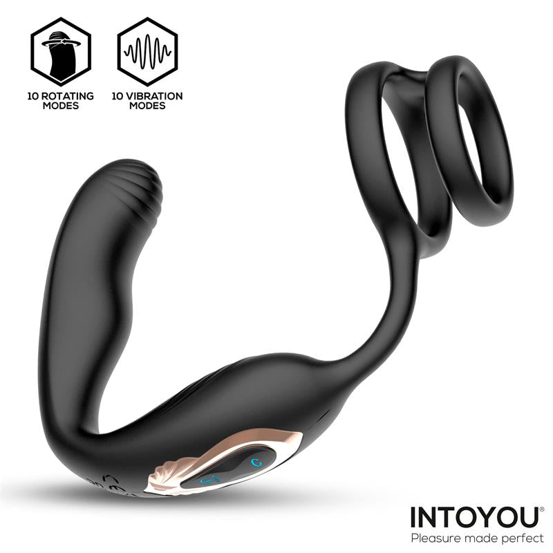 Bruce Masajeador Prostatico 360º y Doble Anillo con Vibracion