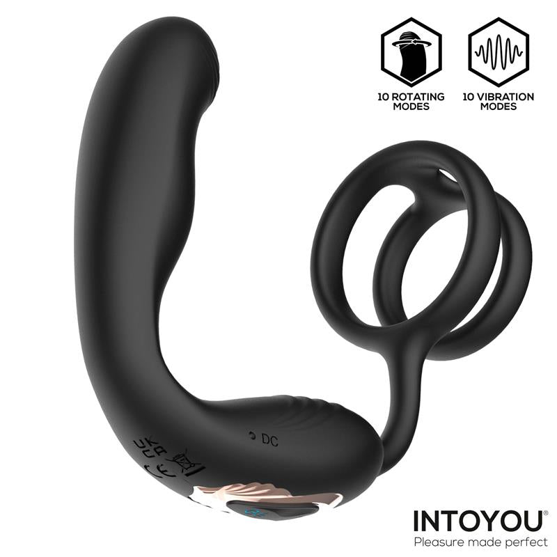 Bruce Masajeador Prostatico 360º y Doble Anillo con Vibracion
