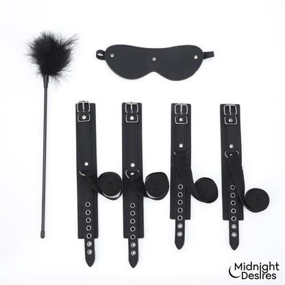 Set Bondage con Esposas Antifaz y Pluma Estimuladora