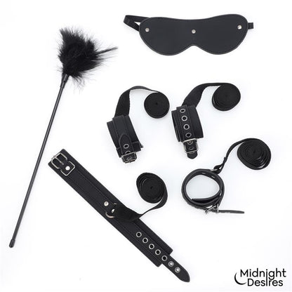 Set Bondage con Esposas Antifaz y Pluma Estimuladora