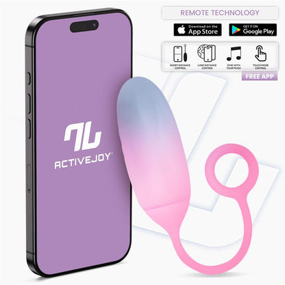 Huevo Silicona Doble Capa con APP Azul Rosa