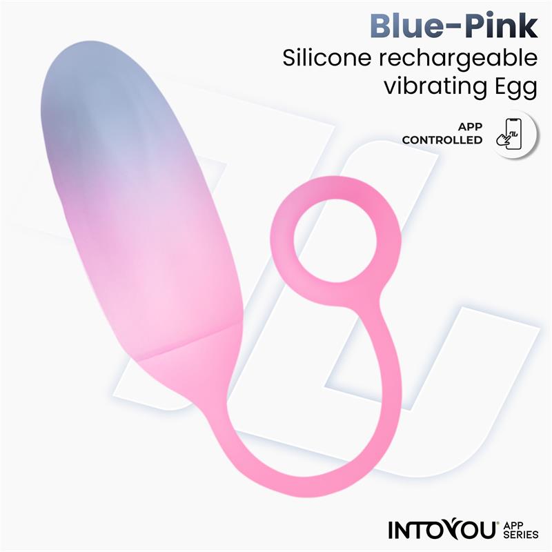 Huevo Silicona Doble Capa con APP Azul Rosa
