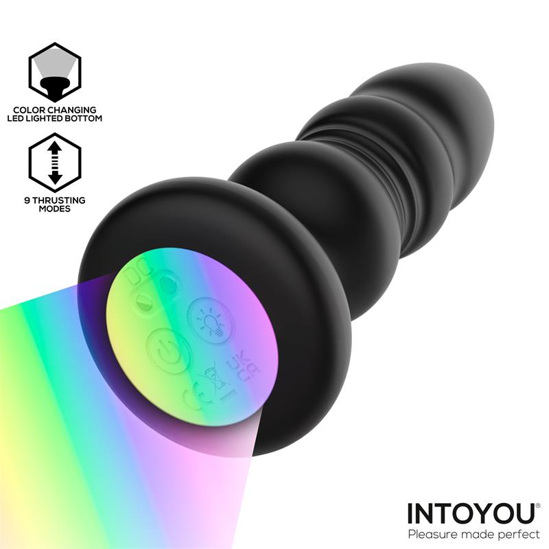 Krax Plug Anal con Vibracion Thrusting y Luz Led con Control Remoto