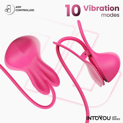 Tickly Pinzas para Pezones con Vibracion Control y Collar con APP