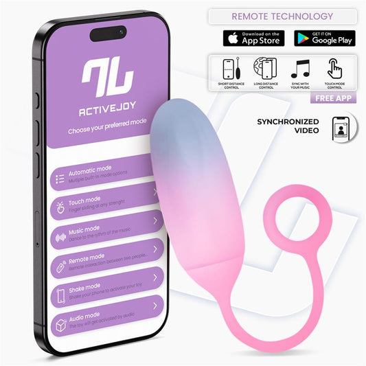 Huevo Silicona Doble Capa con APP Azul Rosa