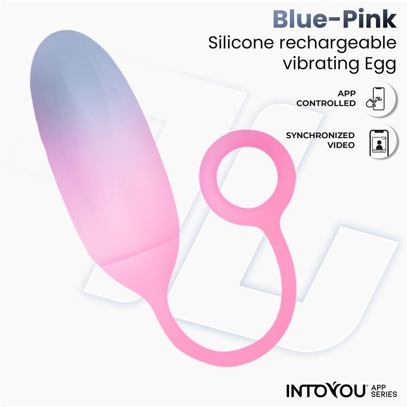 Huevo Silicona Doble Capa con APP Azul Rosa