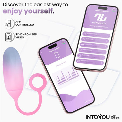 Huevo Silicona Doble Capa con APP Azul Rosa