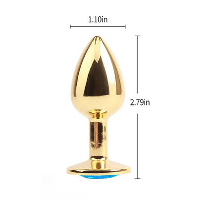 Plug Anal Dorado con Gema Azul