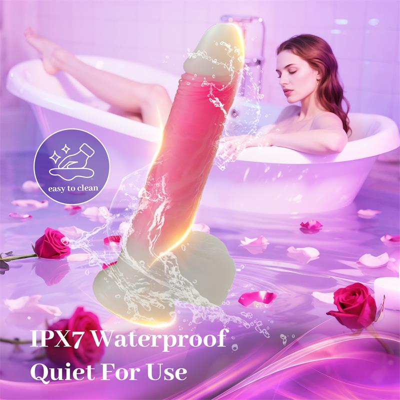 Dildo Doble Capa con Vibracion Thrusting y Calor